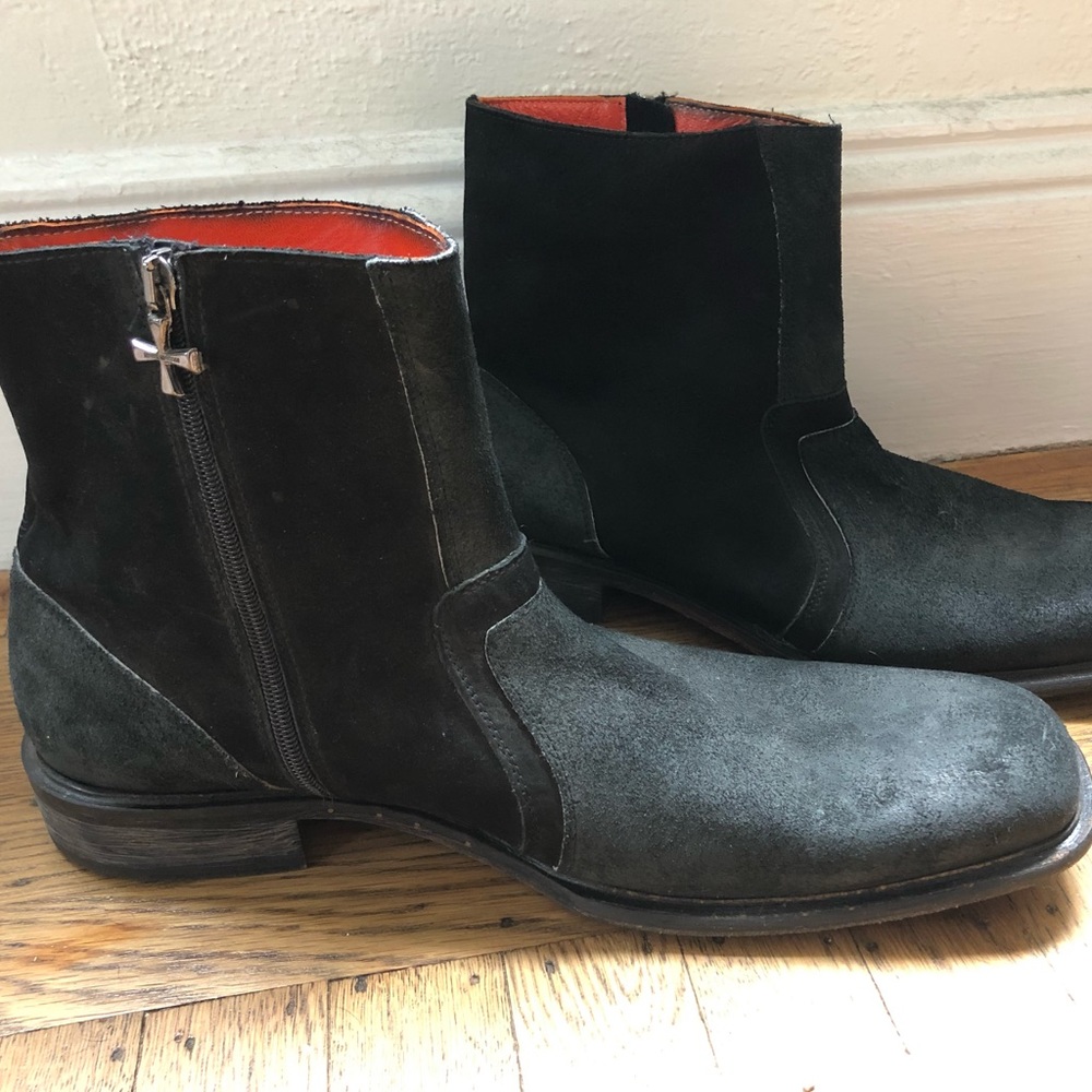 Mark Nason brushed suede zip ankle boots sz 13